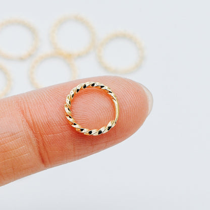 20pcs Gold/ Silver tone Open Jump Rings 11mm, Gold/ Rhodium plated Brass, Twisted Split Jumpring, Loop Hoop Earring (GB-498)