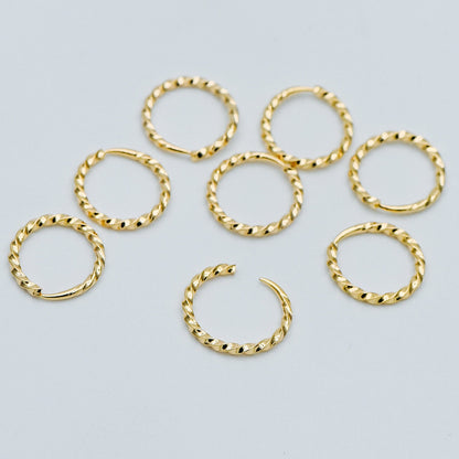 20pcs Gold/ Silver tone Open Jump Rings 11mm, Gold/ Rhodium plated Brass, Twisted Split Jumpring, Loop Hoop Earring (GB-498)