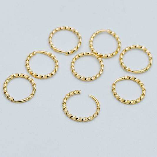 20pcs Gold/ Silver tone Open Jump Rings 11mm, Gold/ Rhodium plated Brass, Twisted Split Jumpring, Loop Hoop Earring (GB-498)