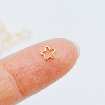 50pcs Gold Star Link Charms 5mm, Real Gold plated Brass, Geometric Star Connector (GB-499)
