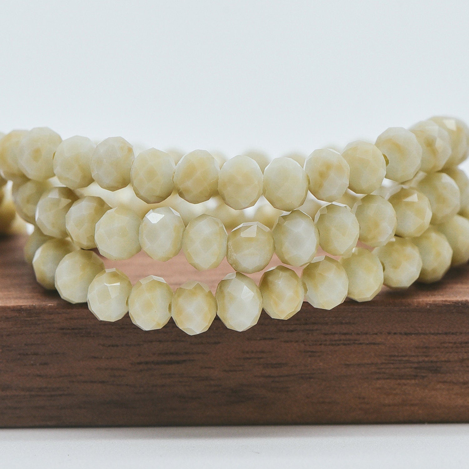 Crystal Glass Faceted Rondelle beads 4x6mm, Candy Color Opaque White-Khaki -(BZ06-156)/ 95pcs