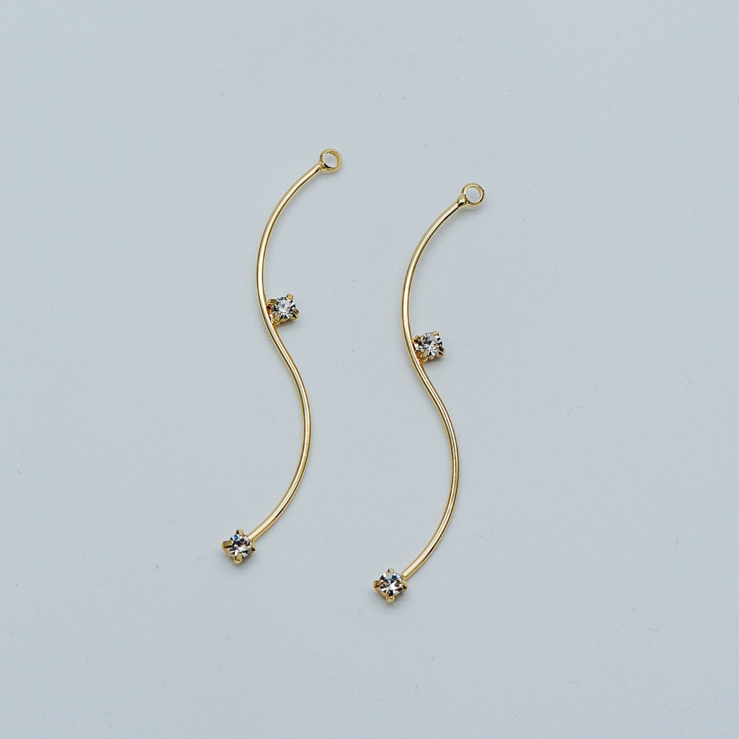 8pcs CZ Pave Gold Wire Charms 56mm, Earring Components, Earwire Threader Pendants (GB-459)