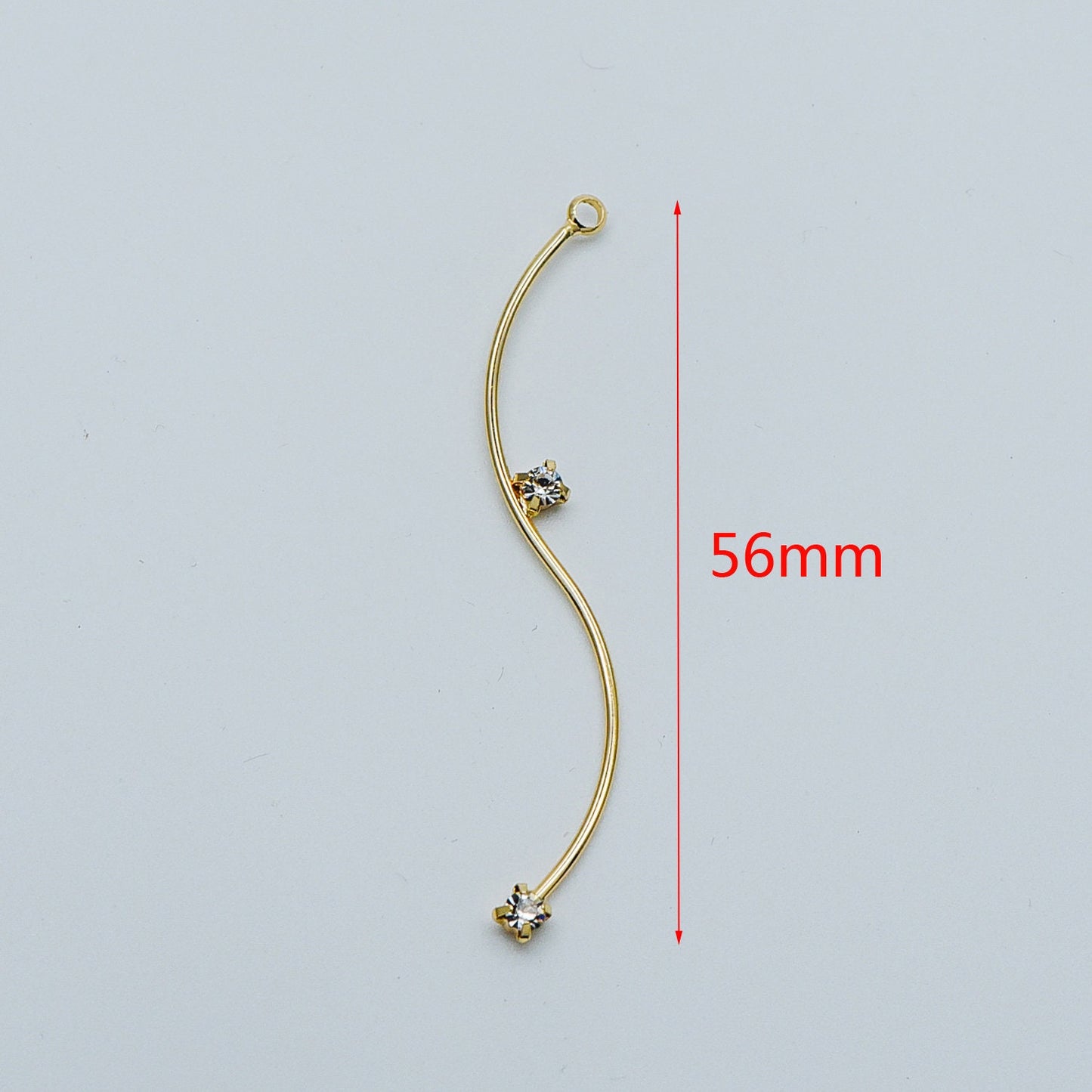 8pcs CZ Pave Gold Wire Charms 56mm, Earring Components, Earwire Threader Pendants (GB-459)