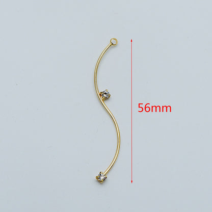 8pcs CZ Pave Gold Wire Charms 56mm, Earring Components, Earwire Threader Pendants (GB-459)