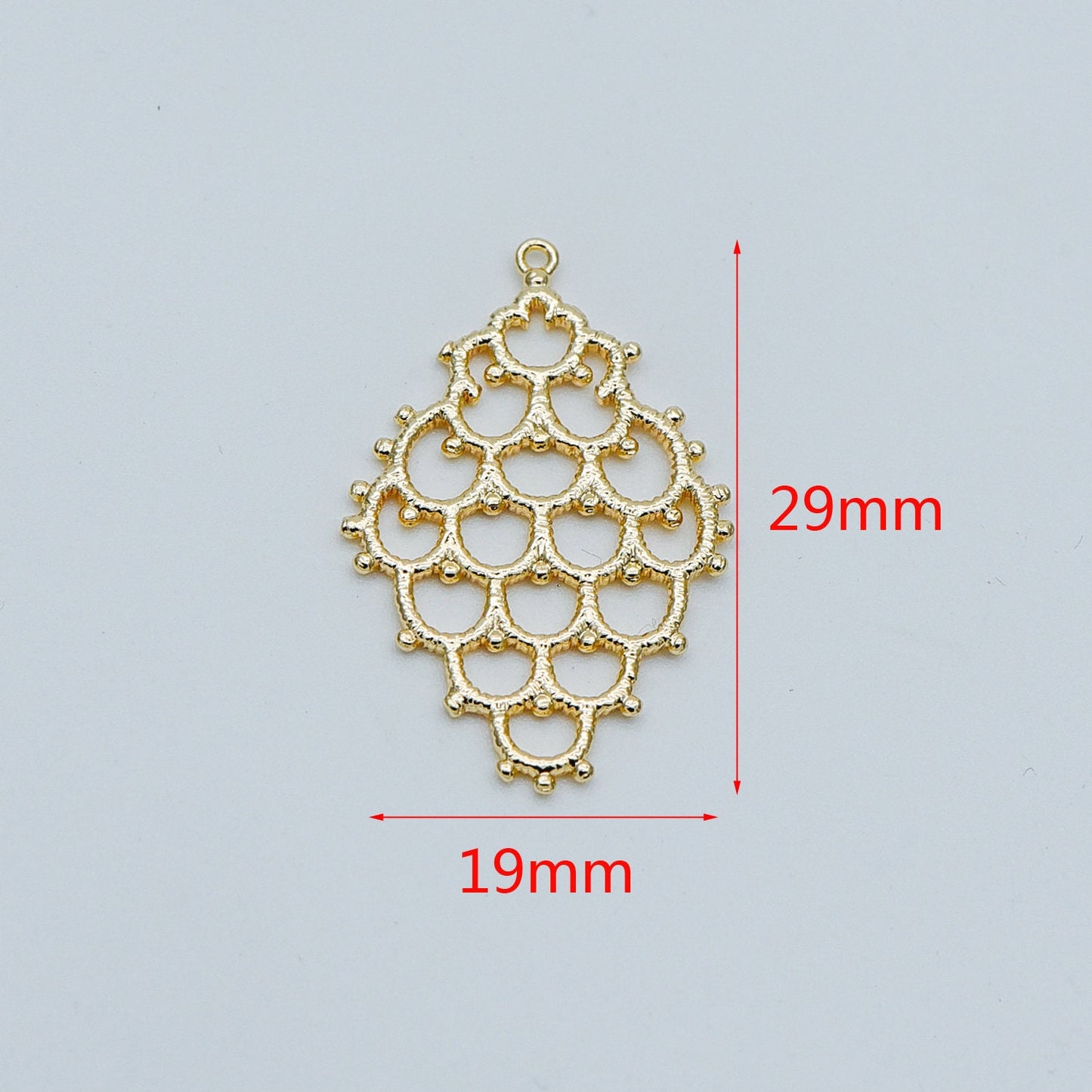 10pcs Gold plated Brass Filigree Charm Pendants 29x19mm (GB-890-E)