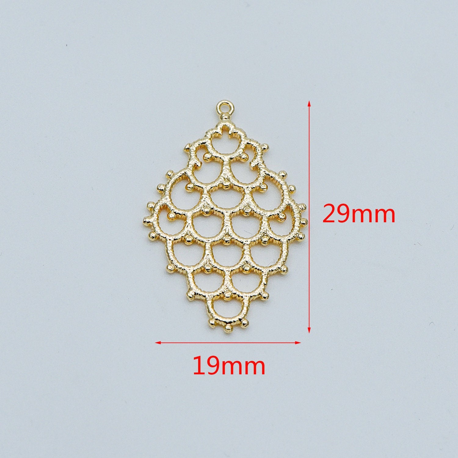 10pcs Gold plated Brass Filigree Charm Pendants 29x19mm (GB-890-E)