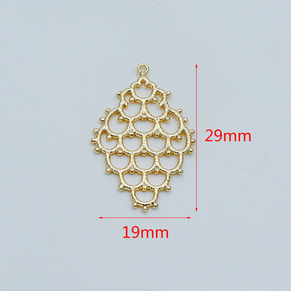 10pcs Gold plated Brass Filigree Charm Pendants 29x19mm (GB-464)