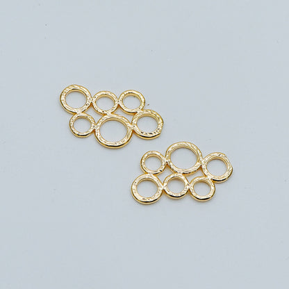 10pcs Gold plated Brass Filigree Charm Pendants 20x12mm, Multi-Loops Connectors, Lead Nickel Free (GB-468)