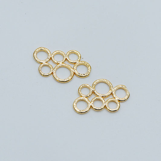 10pcs Gold plated Brass Filigree Charm Pendants 20x12mm, Multi-Loops Connectors, Lead Nickel Free (GB-3091-C)