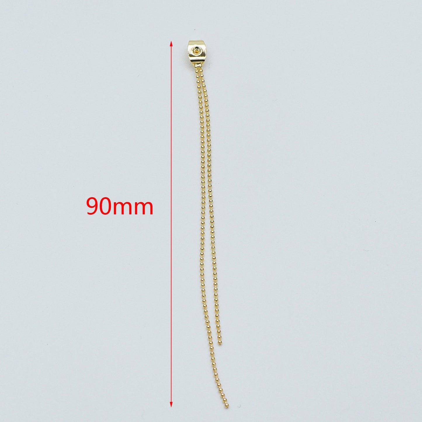 10pcs Gold/ Silver Tone Ear Back Stoppers, Earring Nuts with Long Tassel Chain 90mm, Earring Component Findings (GB-245-D)