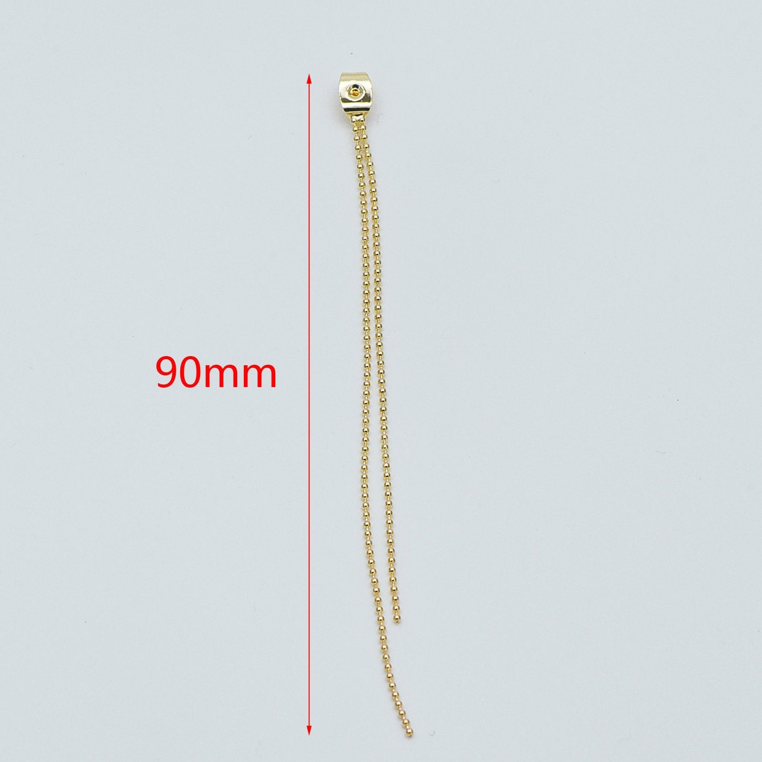 10pcs Gold/ Silver Tone Ear Back Stoppers, Earring Nuts with Long Tassel Chain 90mm, Earring Component Findings (GB-245-D)