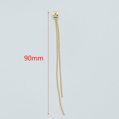 10pcs Gold/ Silver Tone Ear Back Stoppers, Earring Nuts with Long Tassel Chain 90mm, Earring Component Findings (GB-245-D)