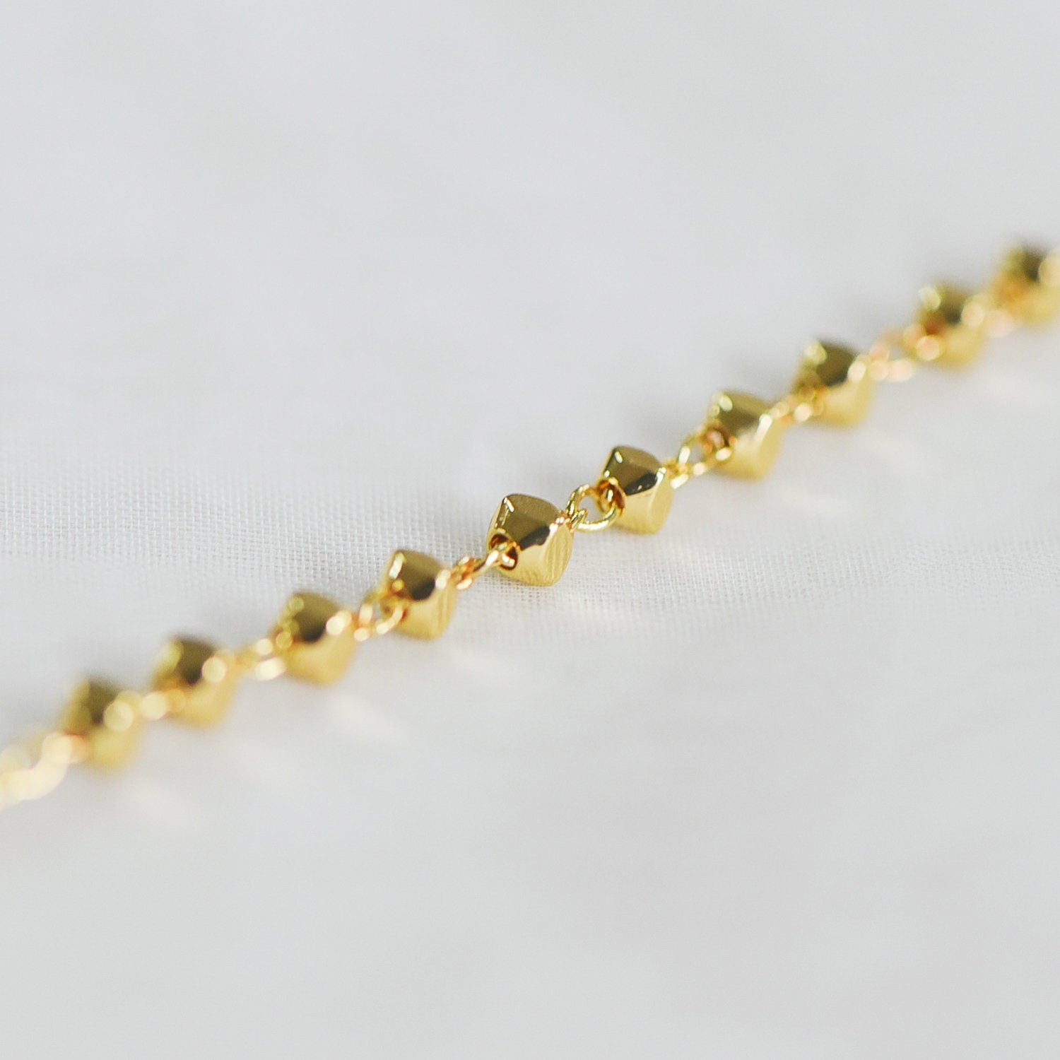 Gold plated Brass Beaded Chains, 1.5mm Chain with 3mm Faceted Beads, Jewelry Craft Chain Wholesale (#LK-193)/ 1 Meter=3.3 ft