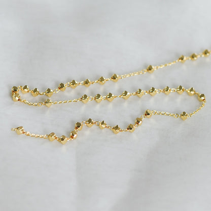 Gold plated Brass Beaded Chains, 1.5mm Chain with 3mm Faceted Beads, Jewelry Craft Chain Wholesale (#LK-193)/ 1 Meter=3.3 ft