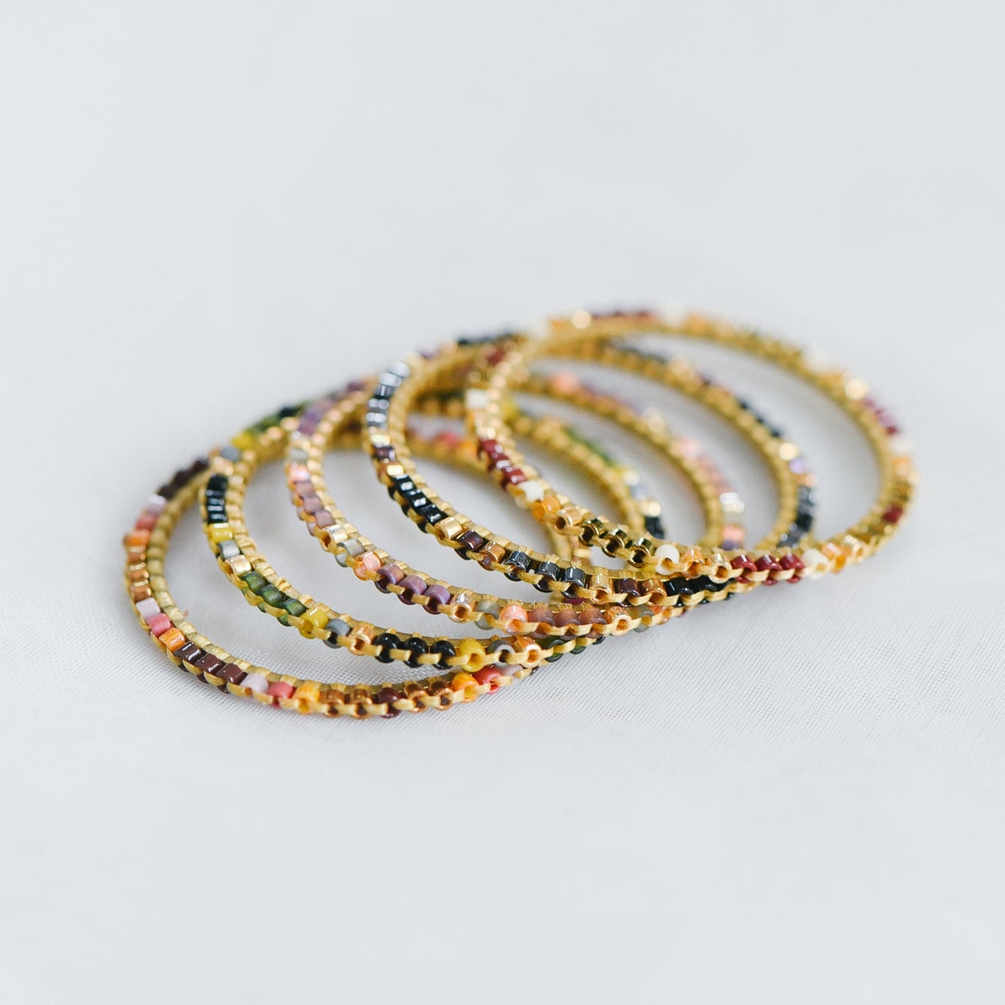 4pcs Miyuki Seed Bead Charm Connectors: Geometric Ring Pendants (RM-37)