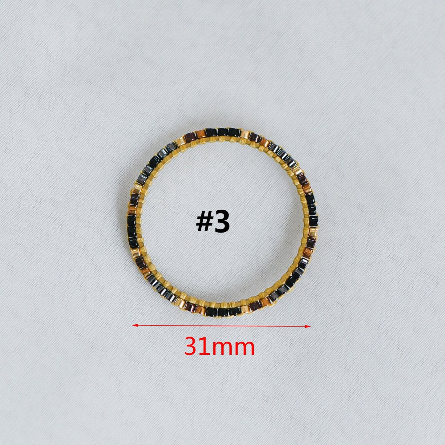 4pcs Miyuki Seed Bead Charm Connectors: Geometric Ring Pendants (RM-37)