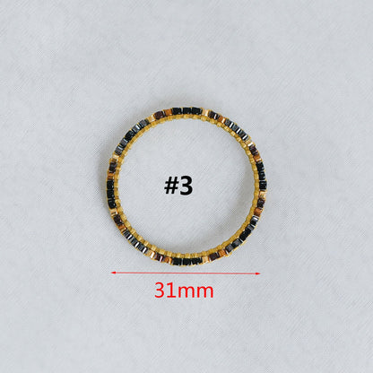 4pcs Miyuki Seed Bead Charm Connectors: Geometric Ring Pendants (RM-37)