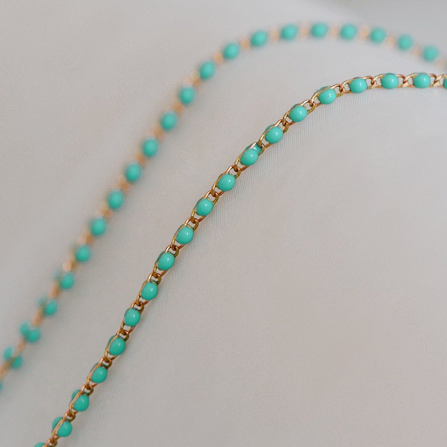 Green Enamel Brass Chain 2.5mm Thin, Unplated Brass Designer Chains (#LK-050-3)/ 1 Meter=3.3ft
