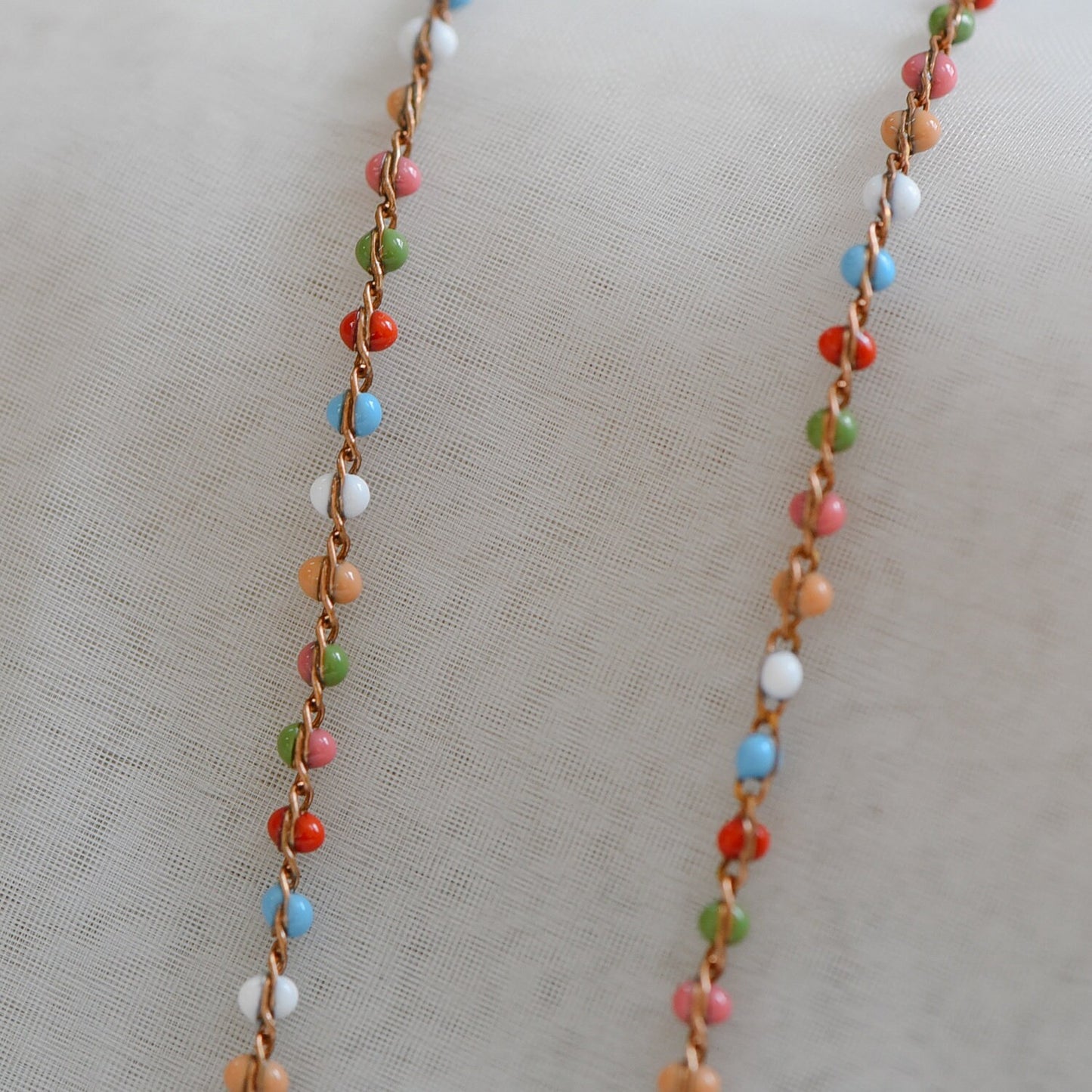 Rainbow Enamel Brass Chain 2.5mm Thin, Unplated Brass Designer Chains (#LK-050-8)/ 1 Meter=3.3ft