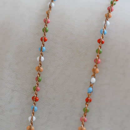 Rainbow Enamel Brass Chain 2.5mm Thin, Unplated Brass Designer Chains (#LK-050-8)/ 1 Meter=3.3ft