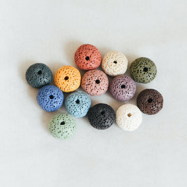 35pcs Volcanic Stone Rondelle Beads 16x10mm, Natural Lava Beads Wholesale, Rainbow Mix Color (#V6087)