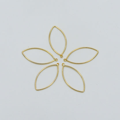 10pcs Gold plated Brass Oval Pendants, Eye Geometric Link Charms 26x12mm (GB-368-E)