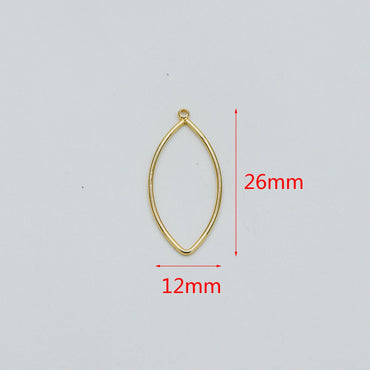 10pcs Gold plated Brass Oval Pendants, Eye Geometric Link Charms 26x12mm (GB-368-E)