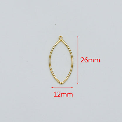 10pcs Gold plated Brass Oval Pendants, Eye Geometric Link Charms 26x12mm (GB-368-E)
