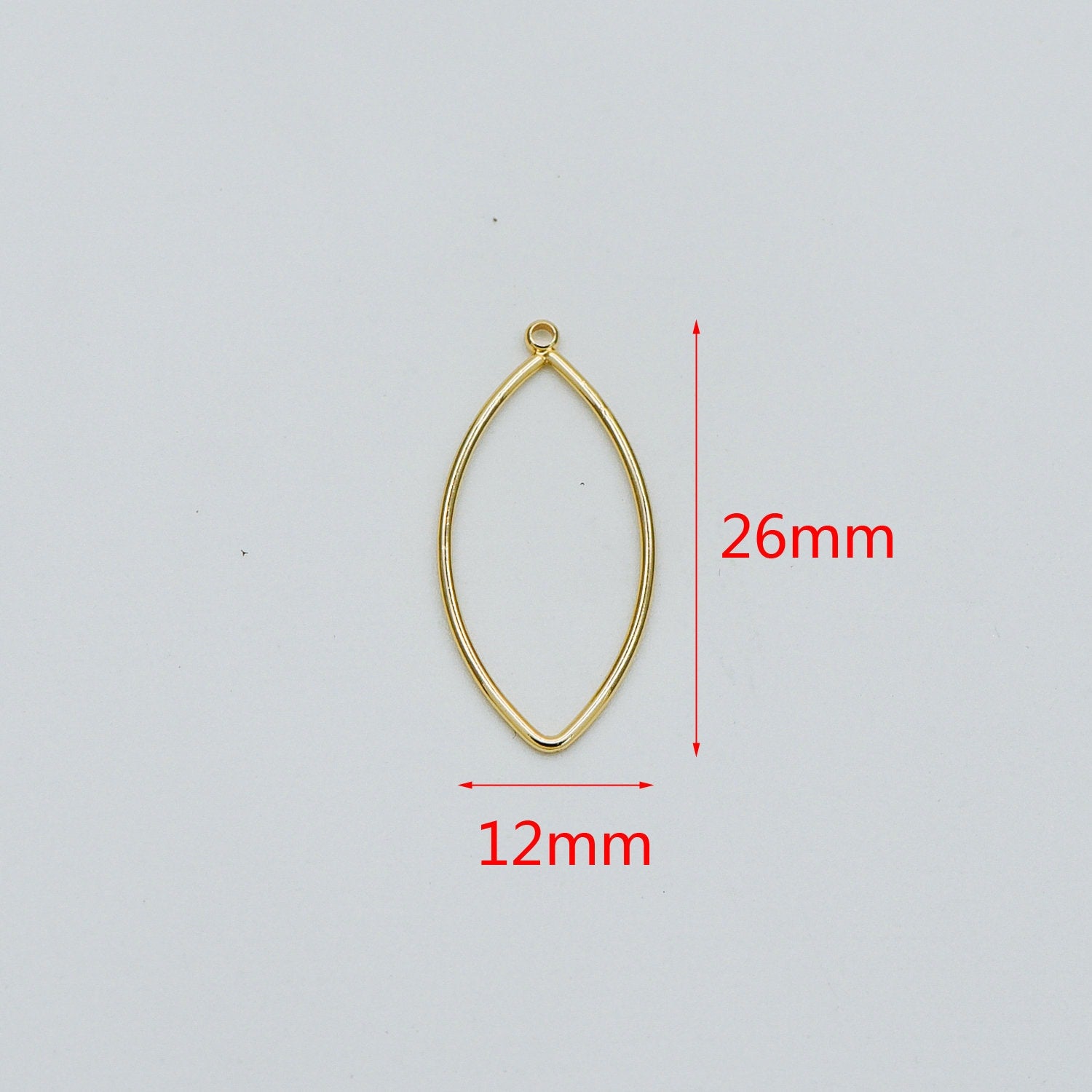 10pcs Gold plated Brass Oval Pendants, Eye Geometric Link Charms 26x12mm (GB-368-E)