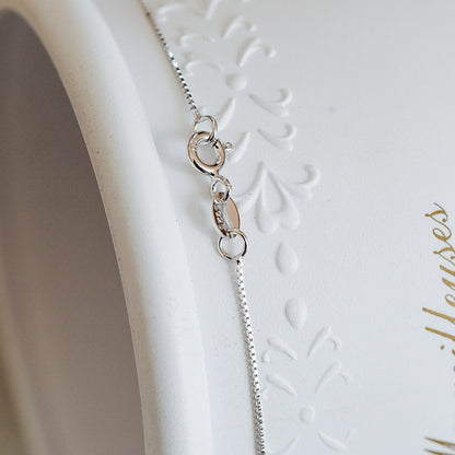 Sterling Silver .925 Finished Necklace Chains for Women, Rhodium plated 18 Inch Box Chains, 0.6mm=22 gauge, Ready to Wear (CY-012)