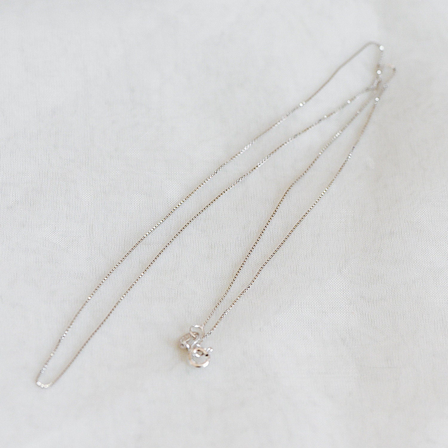 Sterling Silver .925 Finished Necklace Chains for Women, Rhodium plated 18 Inch Box Chains, 0.6mm=22 gauge, Ready to Wear (CY-012)