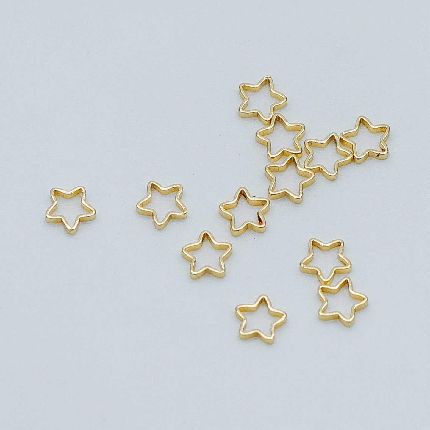 50pcs Gold Star Link Charms 5mm, Real Gold plated Brass, Geometric Star Connector (GB-499)