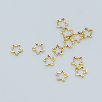 50pcs Gold Star Link Charms 5mm, Real Gold plated Brass, Geometric Star Connector (GB-499)