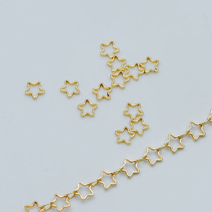 50pcs Gold Star Link Charms 5mm, Real Gold plated Brass, Geometric Star Connector (GB-499)