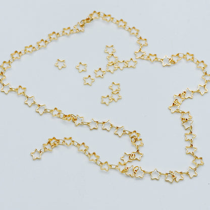 50pcs Gold Star Link Charms 5mm, Real Gold plated Brass, Geometric Star Connector (GB-499)