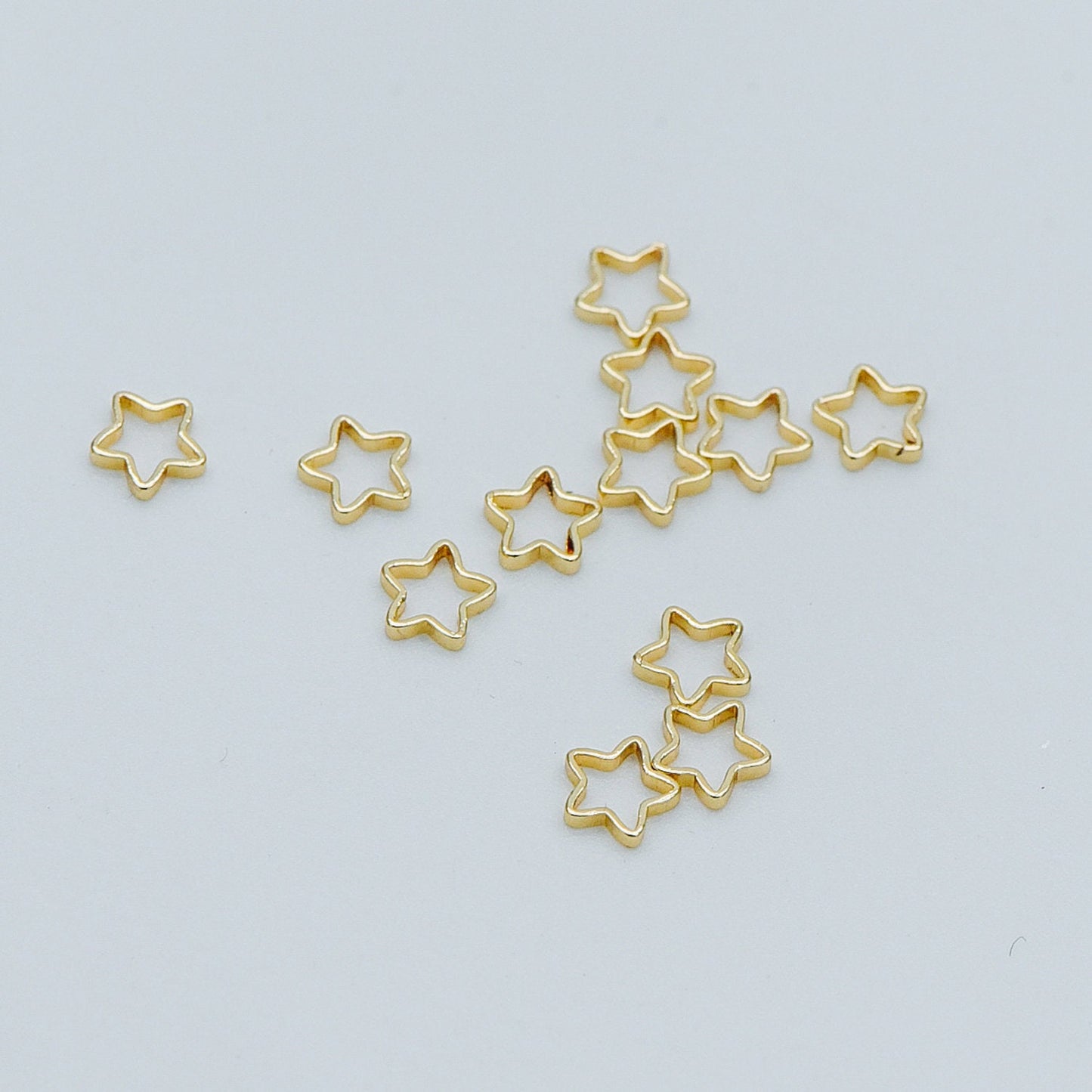 50pcs Gold Star Link Charms 5mm, Real Gold plated Brass, Geometric Star Connector (GB-499)