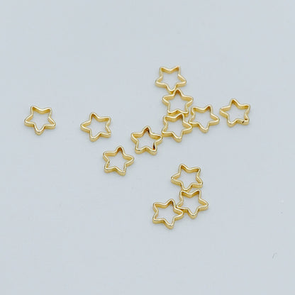 50pcs Gold Star Link Charms 5mm, Real Gold plated Brass, Geometric Star Connector (GB-499)