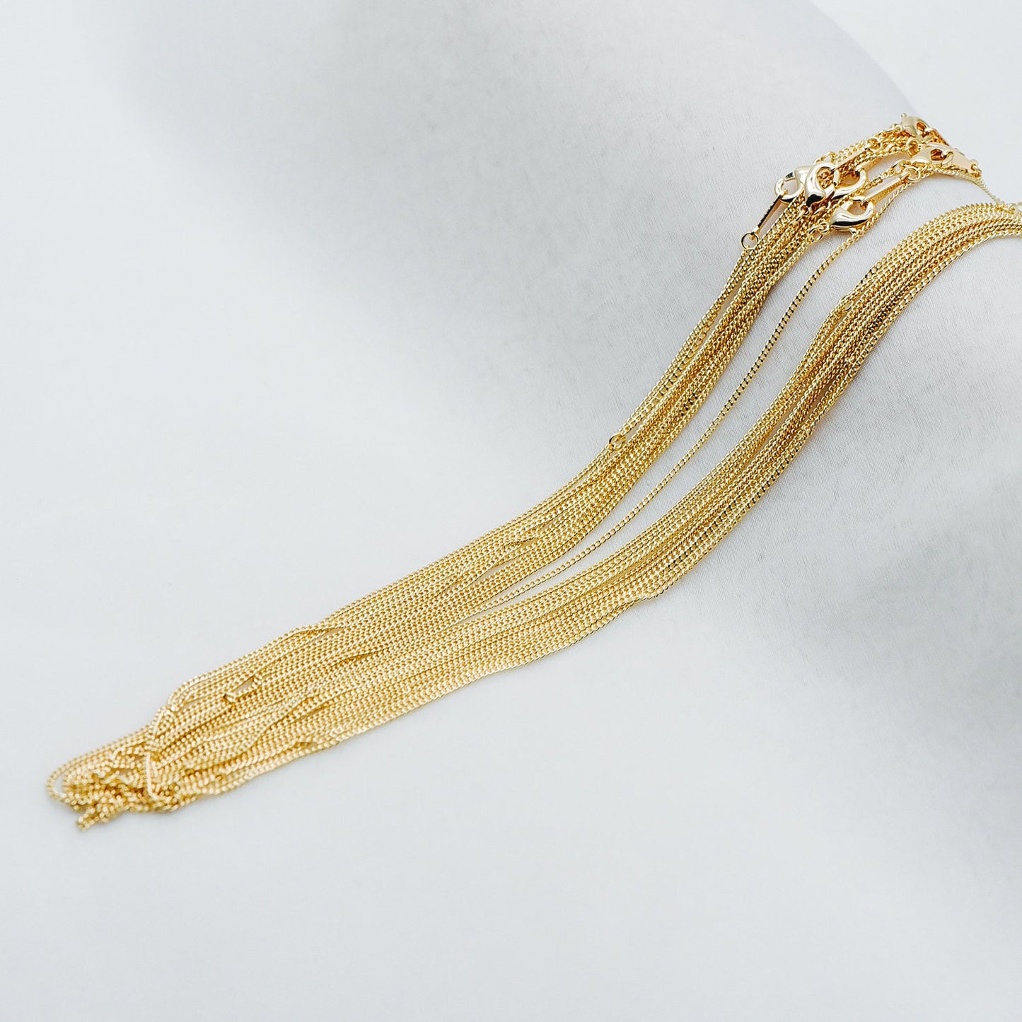 Gold/ Silver Dainty Curb Chains, Gold/ Rhodium plated Brass Finished Necklace, 16.5/ 17.5/ 20 Inches Adjustable, Ready to Wear (#LK-199)