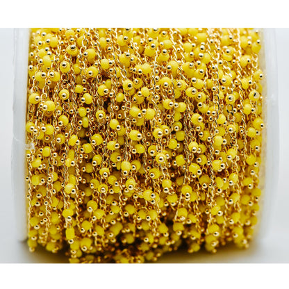 Gold plated Brass Beaded Chains, 1.8mm Chain with Glass Seed Beads, Necklace Chain Components (#LK-201)/ 1 Meter=3.3 ft