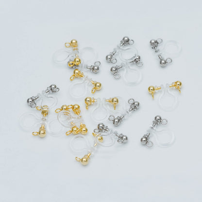 10pcs Resin Clip On Earring Findings, Gold/ Rhodium plated Brass Earwire, Gold/ Silver Non Pierced Earrings (GB-504)