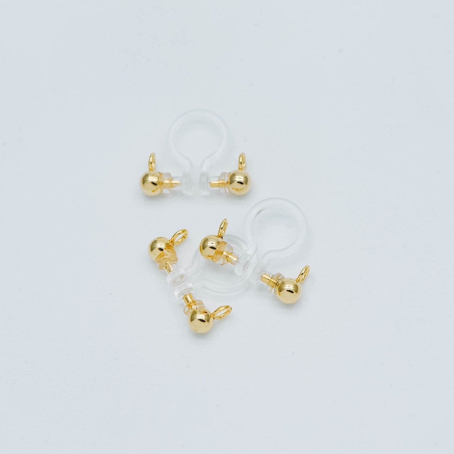 10pcs Resin Clip On Earring Findings, Gold/ Rhodium plated Brass Earwire, Gold/ Silver Non Pierced Earrings (GB-504)