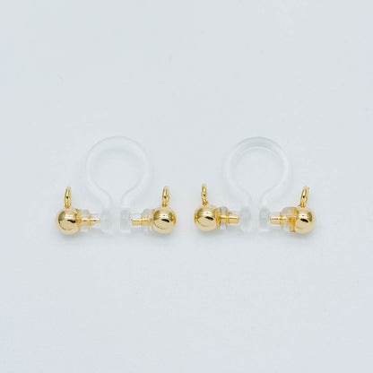 10pcs Resin Clip On Earring Findings, Gold/ Rhodium plated Brass Earwire, Gold/ Silver Non Pierced Earrings (GB-504)