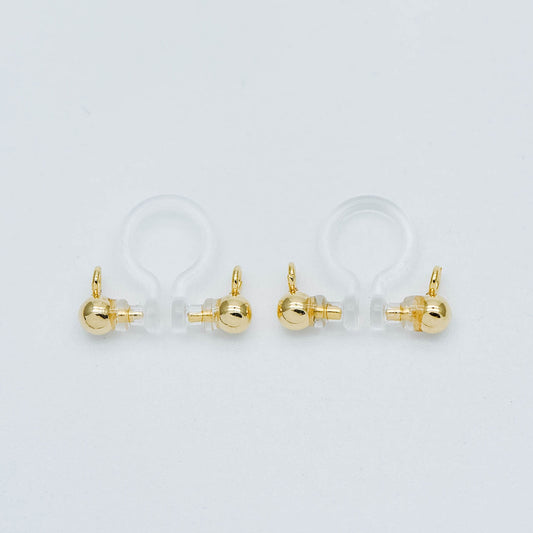 10pcs Resin Clip On Earring Findings, Gold/ Rhodium plated Brass Earwire, Gold/ Silver Non Pierced Earrings (GB-504)