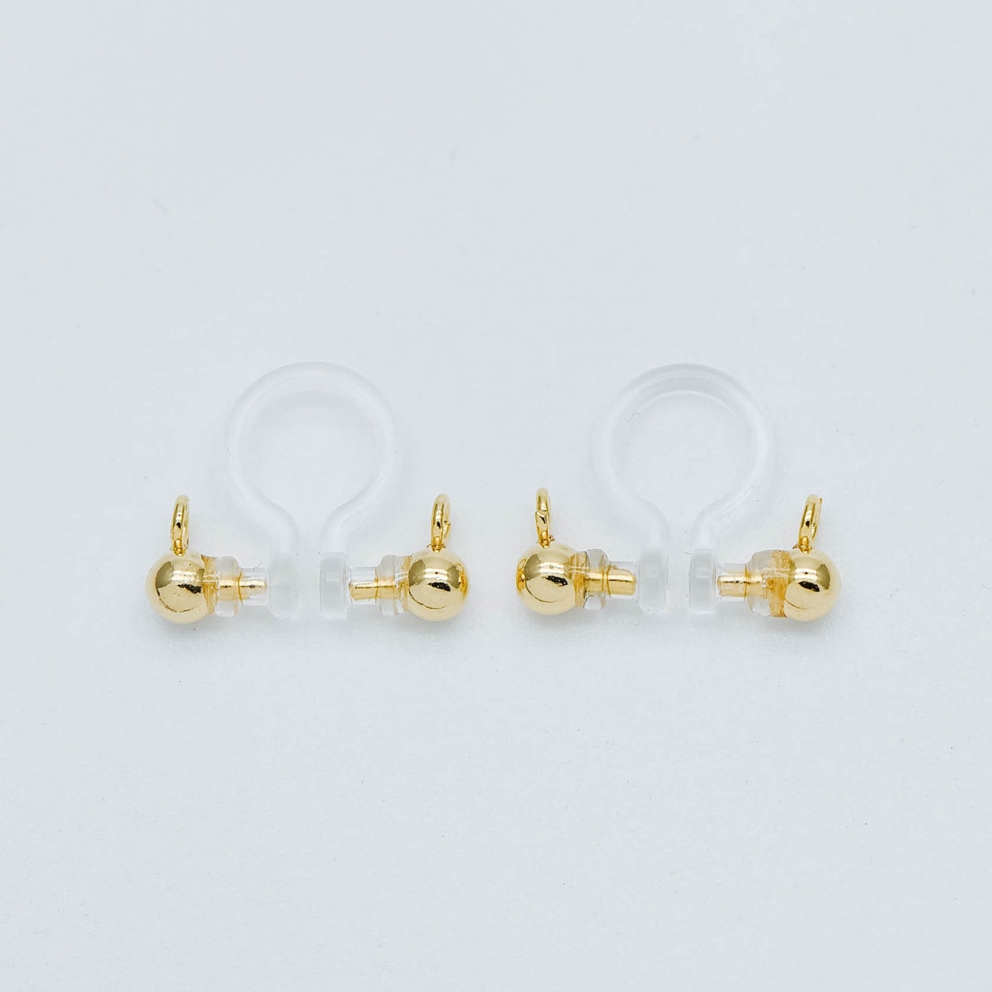 10pcs Resin Clip On Earring Findings, Gold/ Rhodium plated Brass Earwire, Gold/ Silver Non Pierced Earrings (GB-504)