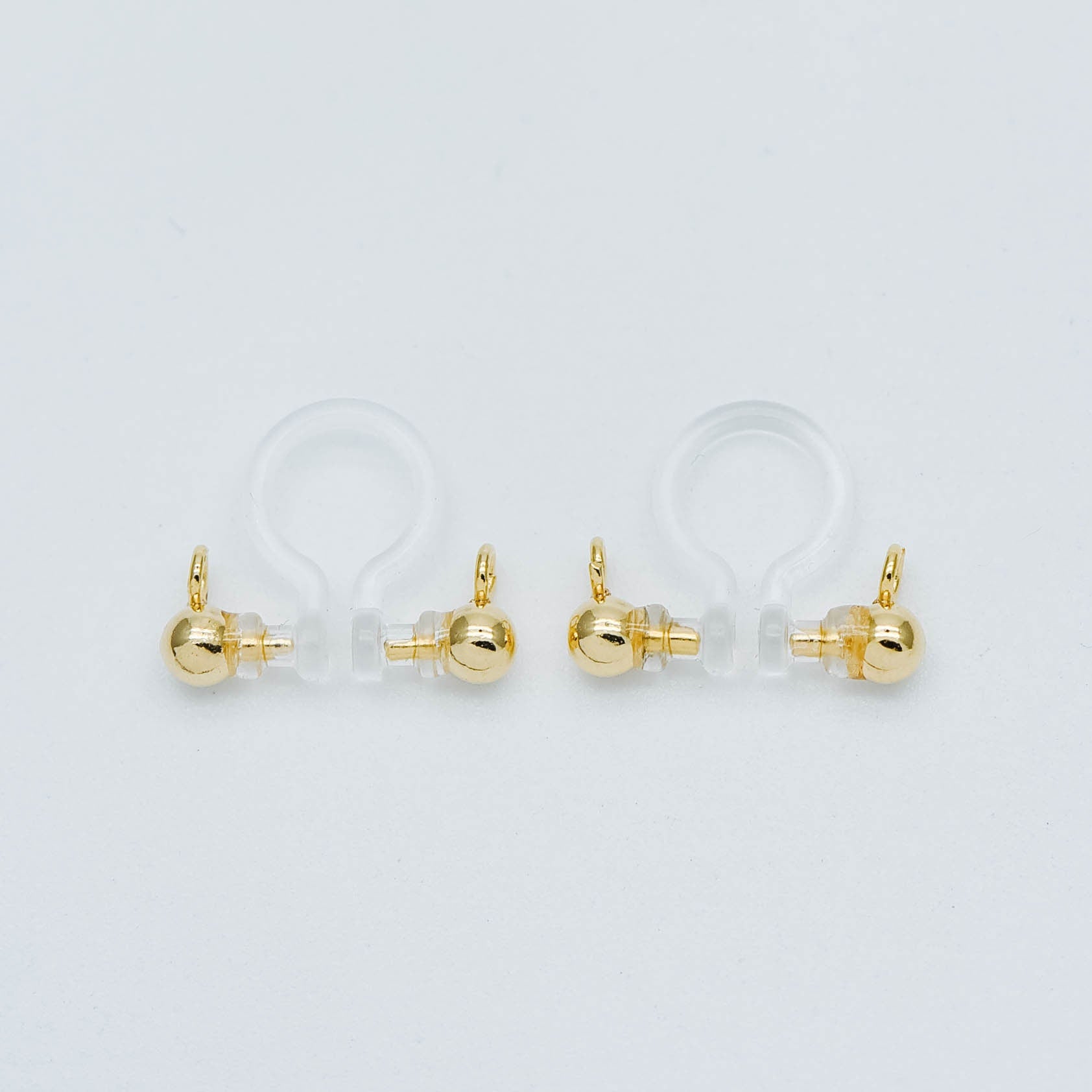 10pcs Resin Clip On Earring Findings, Gold/ Rhodium plated Brass Earwire, Gold/ Silver Non Pierced Earrings (GB-504)