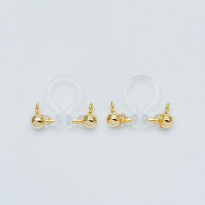 10pcs Resin Clip On Earring Findings, Gold/ Rhodium plated Brass Earwire, Gold/ Silver Non Pierced Earrings (GB-504)