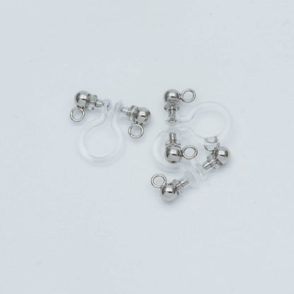 10pcs Resin Clip On Earring Findings, Gold/ Rhodium plated Brass Earwire, Gold/ Silver Non Pierced Earrings (GB-504)