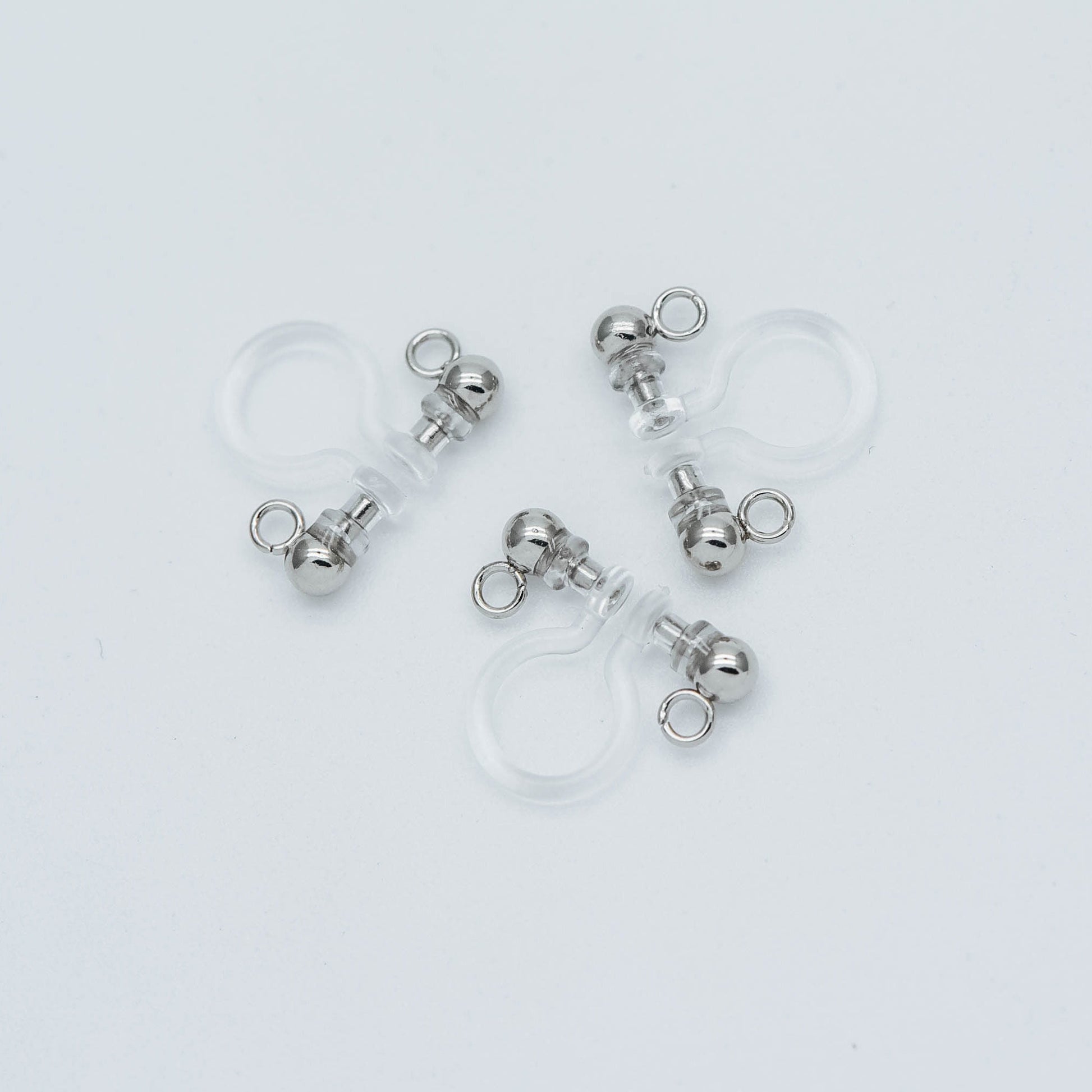 10pcs Resin Clip On Earring Findings, Gold/ Rhodium plated Brass Earwire, Gold/ Silver Non Pierced Earrings (GB-504)