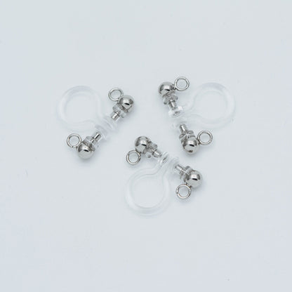 10pcs Resin Clip On Earring Findings, Gold/ Rhodium plated Brass Earwire, Gold/ Silver Non Pierced Earrings (GB-504)