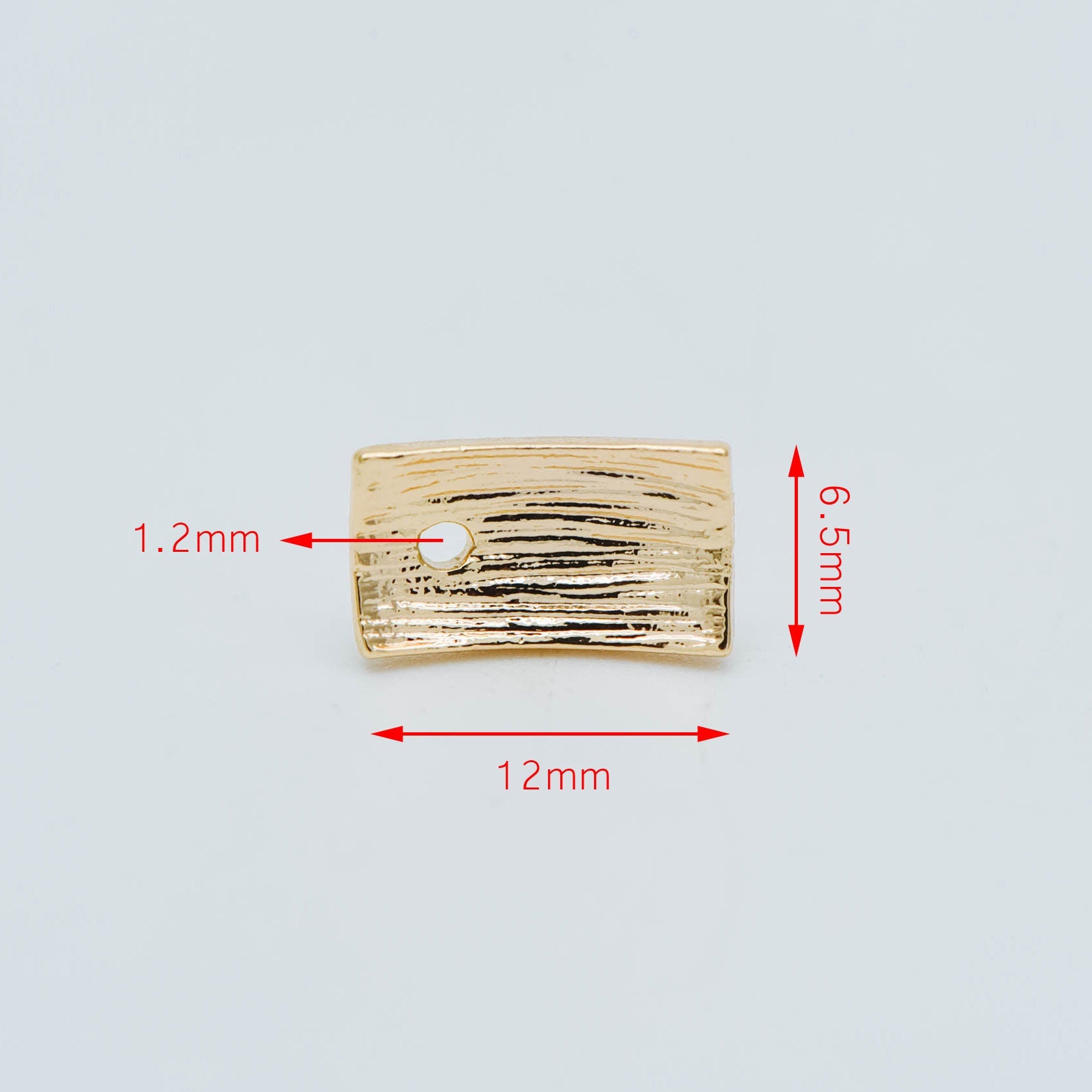 10pcs Rectangle Ear Posts with Loop/ Hole, 18K Gold Plated Brass Stud Earrings Findings, Geometric Earring Components (GB-508)